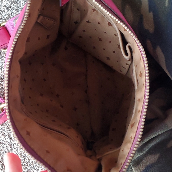 Fossil shoulder bag crossbody brass zippers - Picture 4 of 8